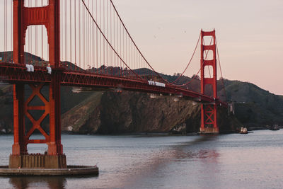 Suspension bridge over river