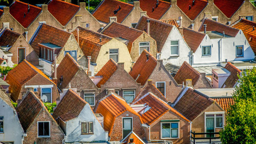 Zierikzee, zeeland, the netherlands, rooftops of typical dutch small workers' houses in high density