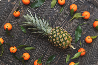 High angle view of orange fruits