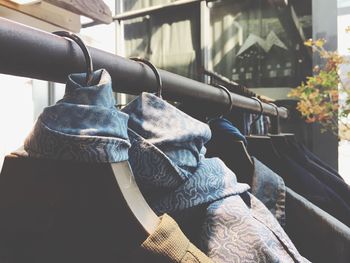 Close-up of clothes hanging