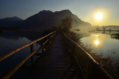 Scenic view of mountains against sky during sunset