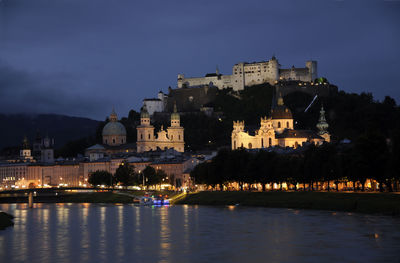 Illuminated buildings at waterfront