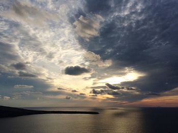 Scenic view of sea against cloudy sky