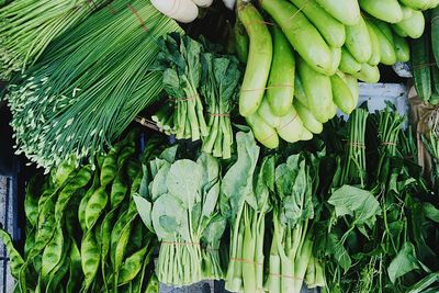 Leaf vegetables for sale at market