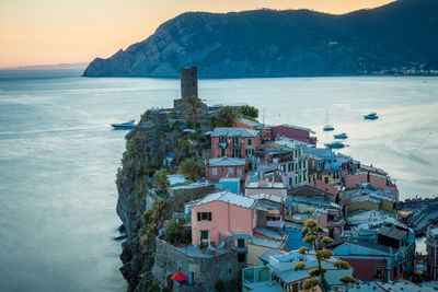 High angle view of buildings on beach