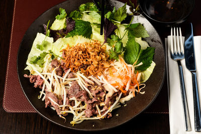 Close-up of meal served in plate