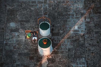 Directly above shot of coffee cup on table