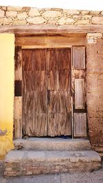 Closed door of house