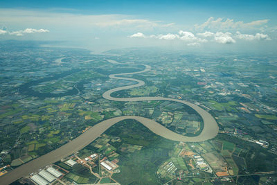 Aerial view of river amidst landscape