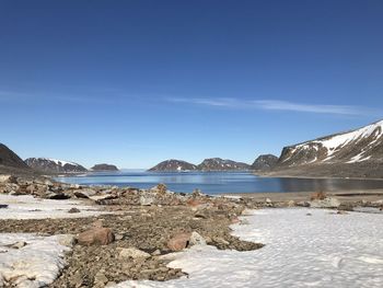 Scenic view of sea against sky during winter