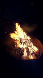 Close-up of bonfire at night