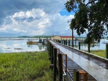 Scenic view of lake against sky