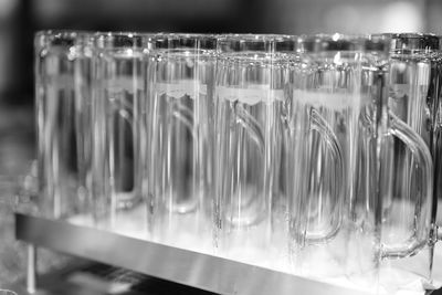 Close-up of glasses on table