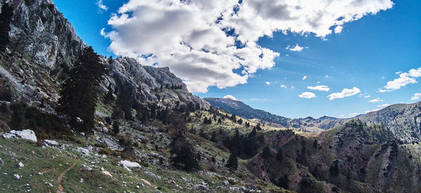 Scenic view of mountains against sky