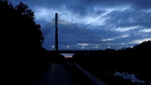 Suspension bridge at dusk