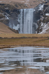 Waterfall in wintertime, iceland