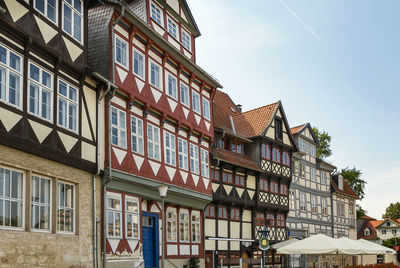 Low angle view of buildings in town