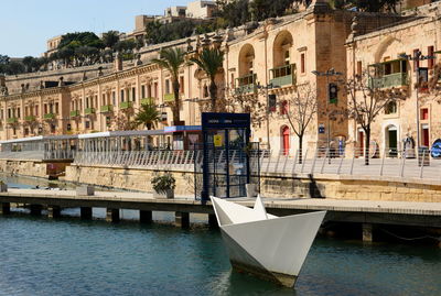 Canal passing through city buildings