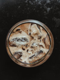 High angle view of coffee on table