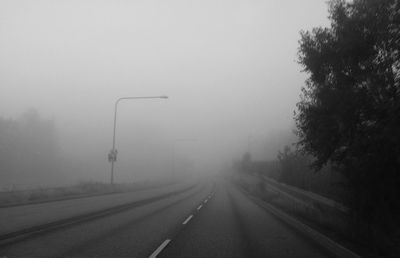 View of empty road in fog
