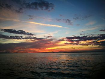 Scenic view of sea against sky at sunset