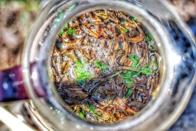 High angle view of food in bowl