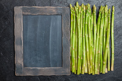 High angle view of vegetables on table