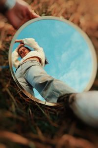 Low angle view of woman standing 