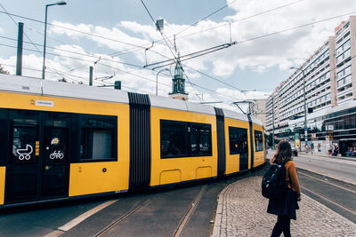 Train on railroad station platform