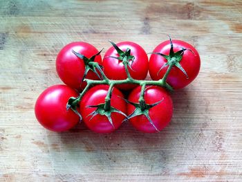 High angle view of tomatoes on table