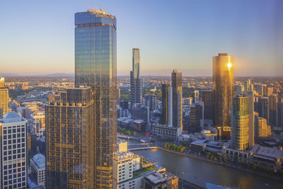 Aerial view of buildings in city