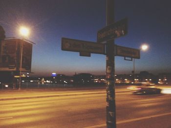 Road sign at night