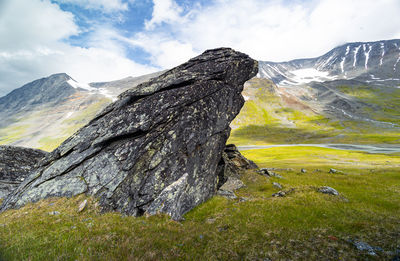 Large rock formation in sarek national park, sweden. 
