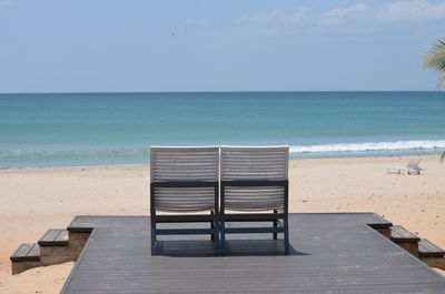 Scenic view of sea against clear sky