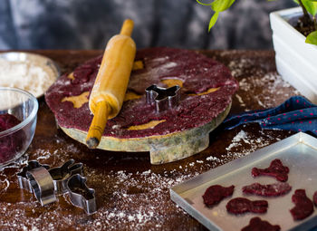 Close-up of breakfast on table