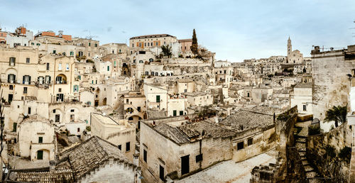 High angle view of buildings in city