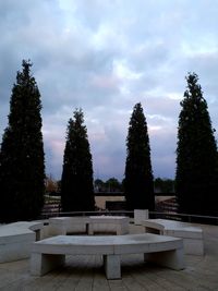 View of cemetery against cloudy sky