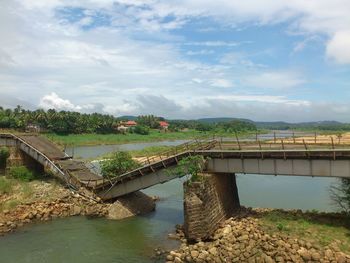 Scenic view of river against cloudy sky