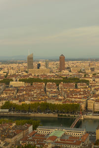 Aerial view of buildings in city