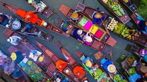 High angle view of market stall