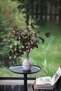 Close-up of flower pot on table