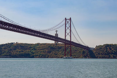 Suspension bridge over river