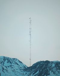 Snow covered mountain against clear sky