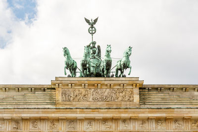 Low angle view of  quadriga on the brandenburg gate 