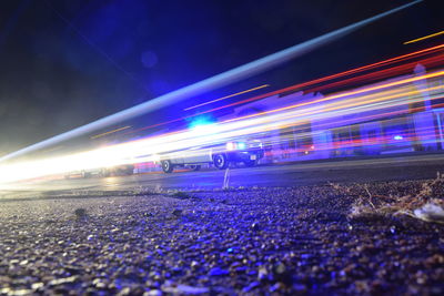 Surface level of illuminated car at night