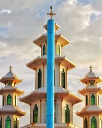 Low angle view of statue against sky