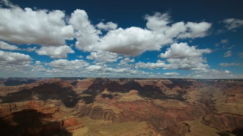 Scenic view of dramatic landscape against cloudy sky