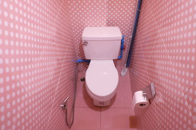 High angle view of toilet in bathroom