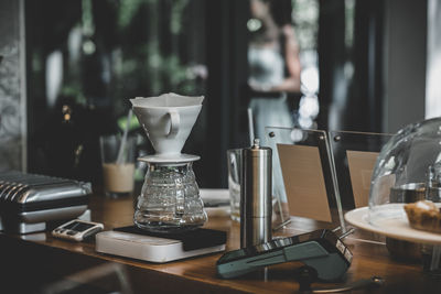 Close-up of coffee served on table at home