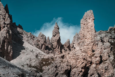 Low angle view of rocks against sky